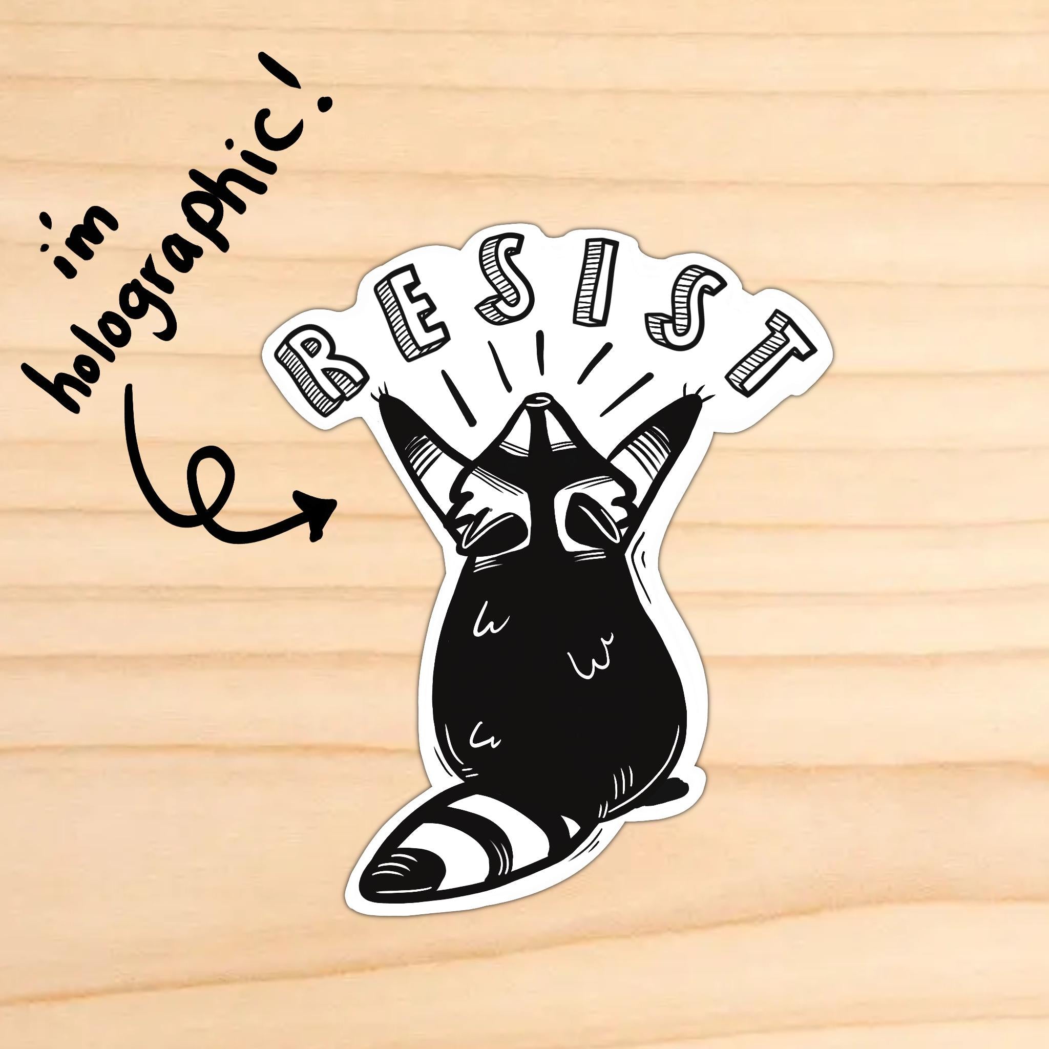 Holographic Resist Raccoon Sticker - water resistant