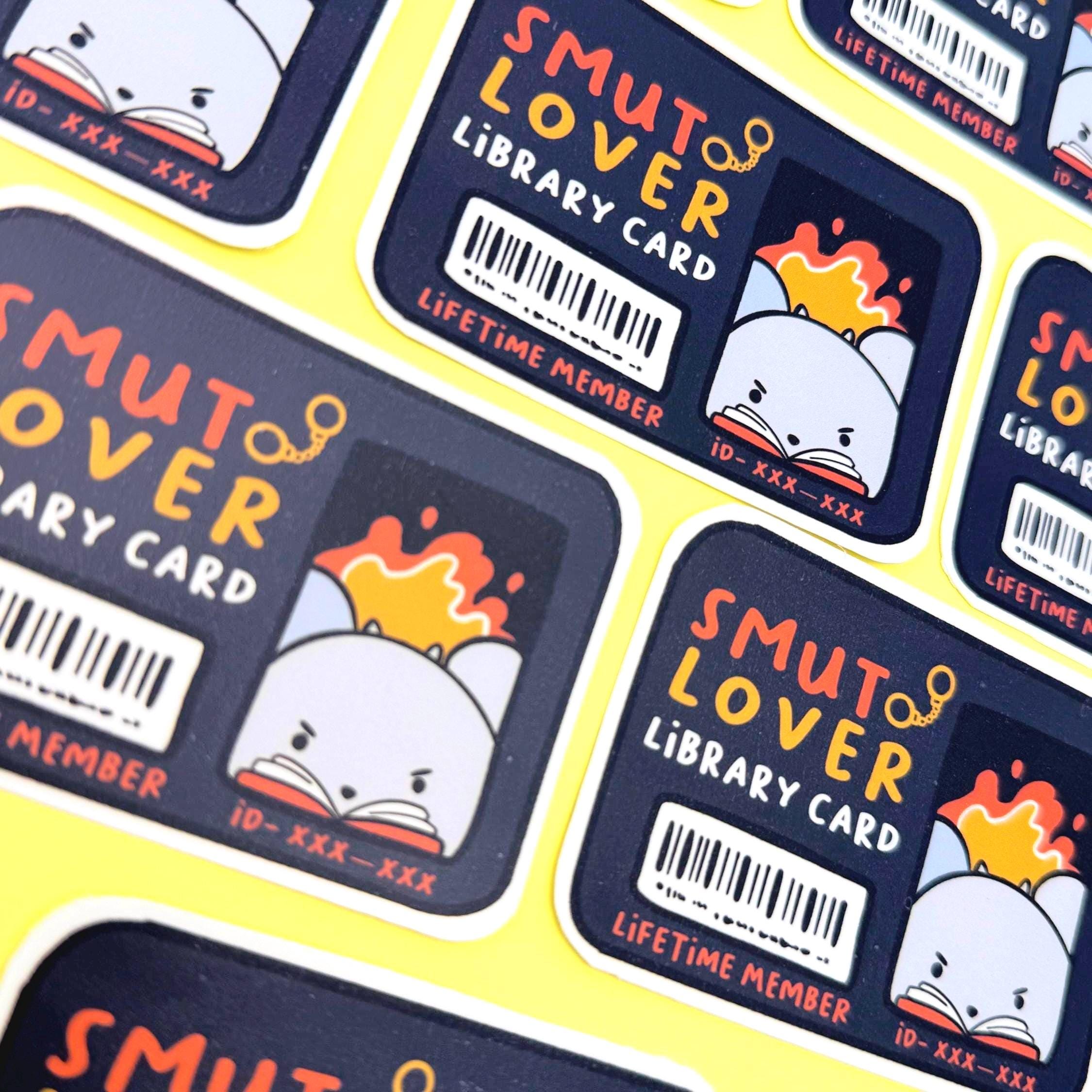 Smut Lovers Library Card - matte finish die cut sticker - water resistant