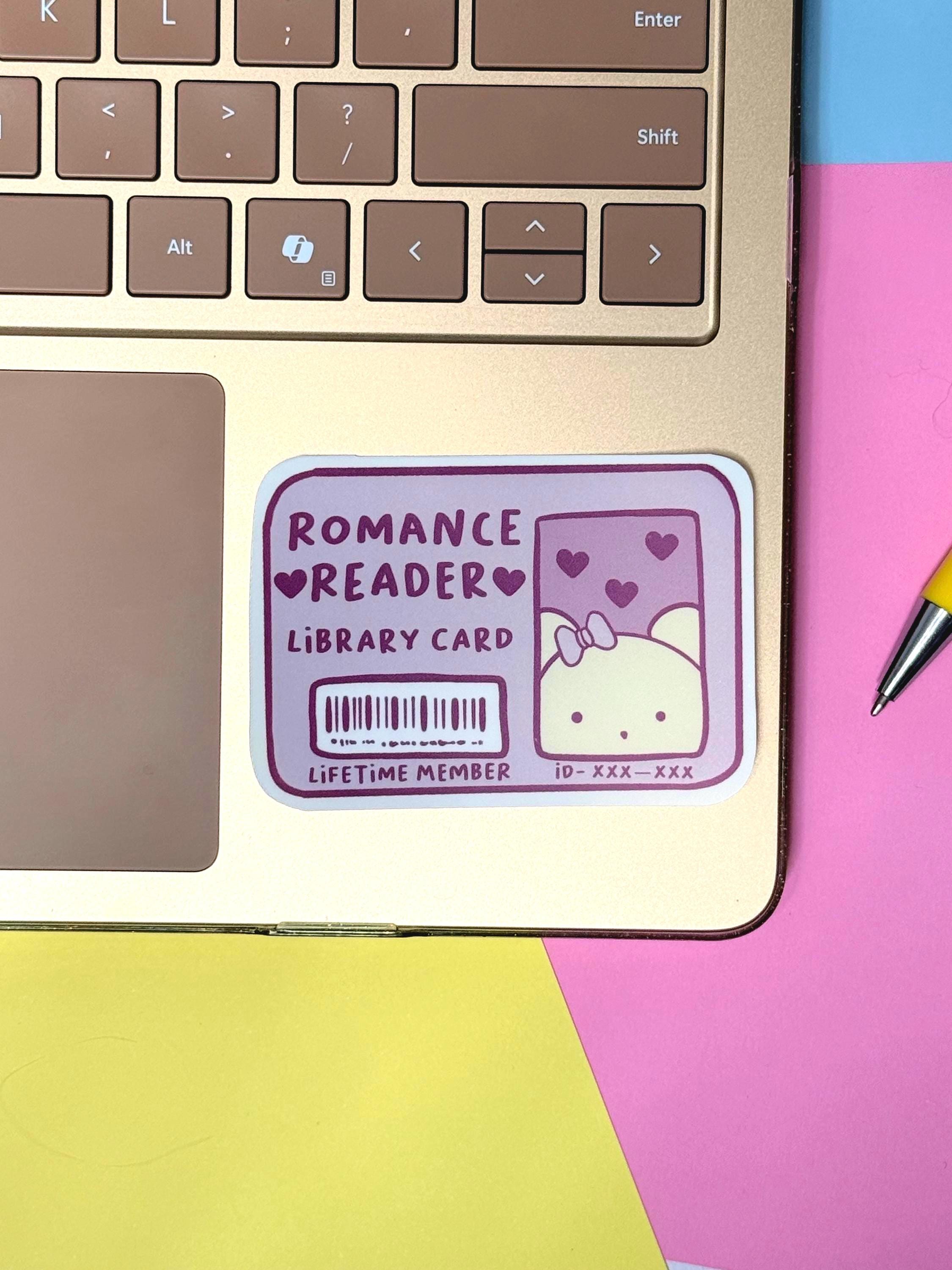 Romance Reader Library Card - matte finish die cut sticker - water resistant