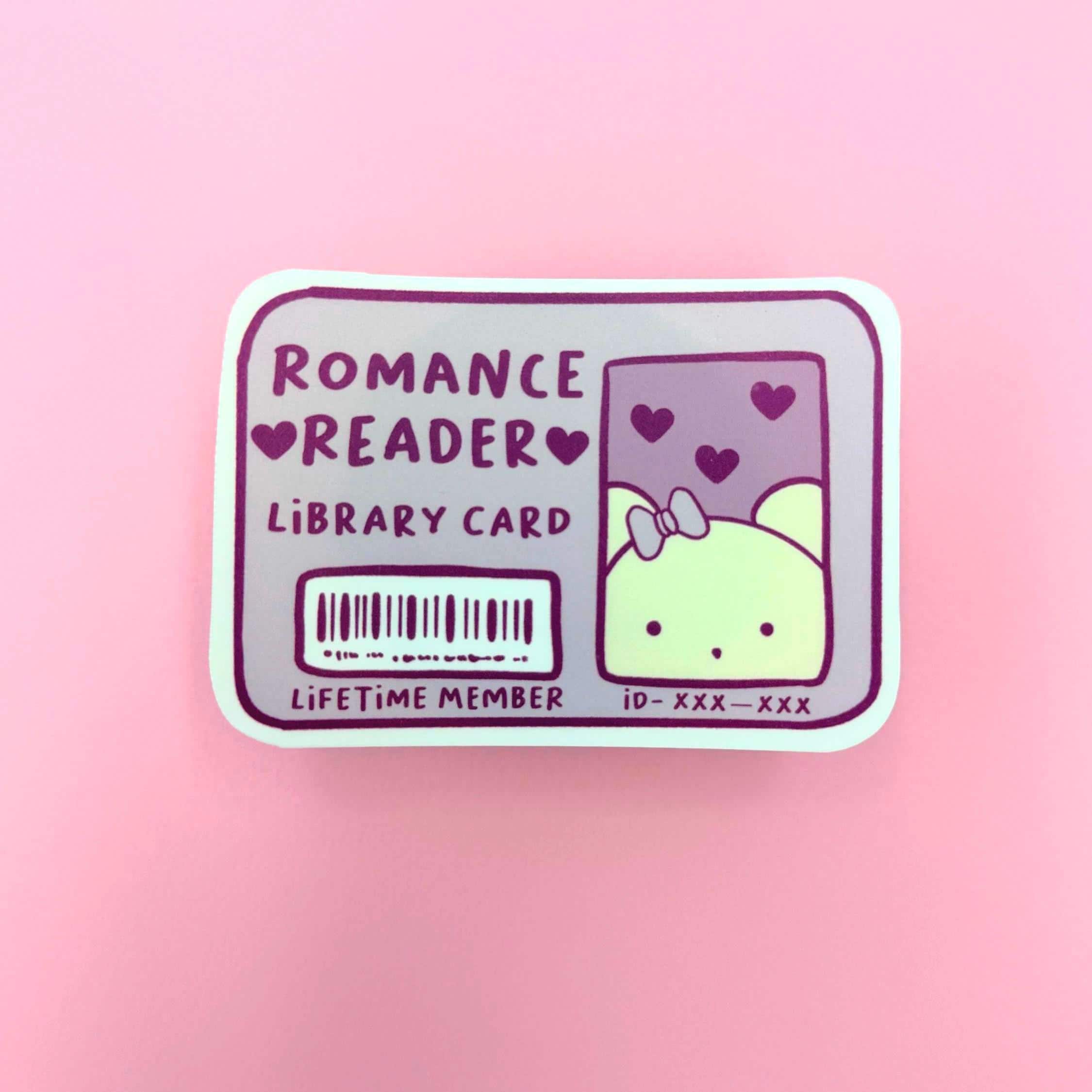 Romance Reader Library Card - matte finish die cut sticker - water resistant
