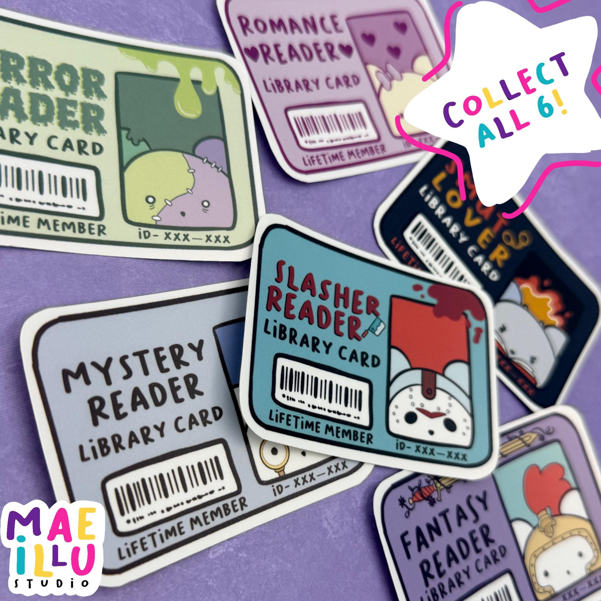 Mystery Reader Library Card - matte finish die cut sticker - water resistant