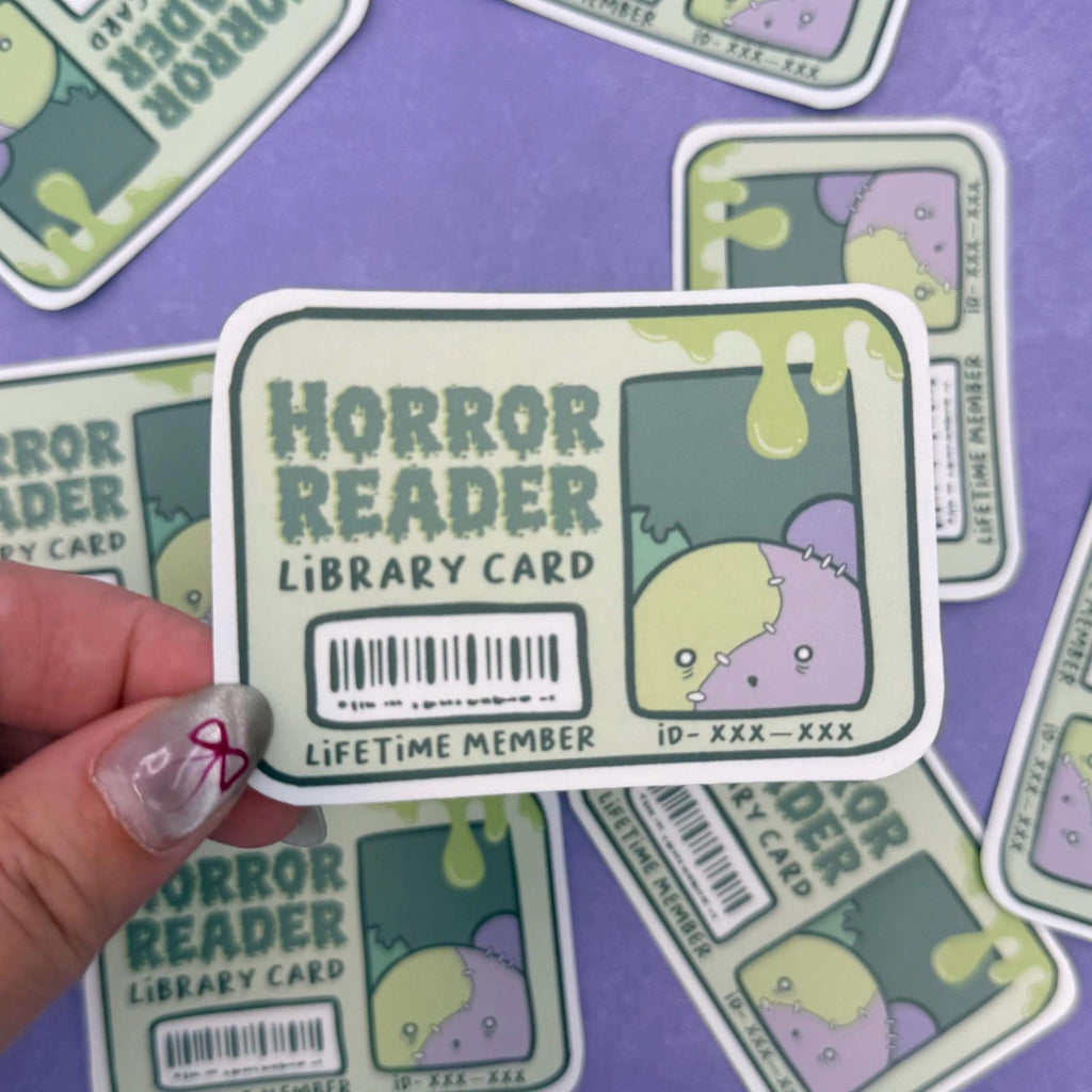 Horror Reader Library Card - matte finish die cut sticker - water resistant