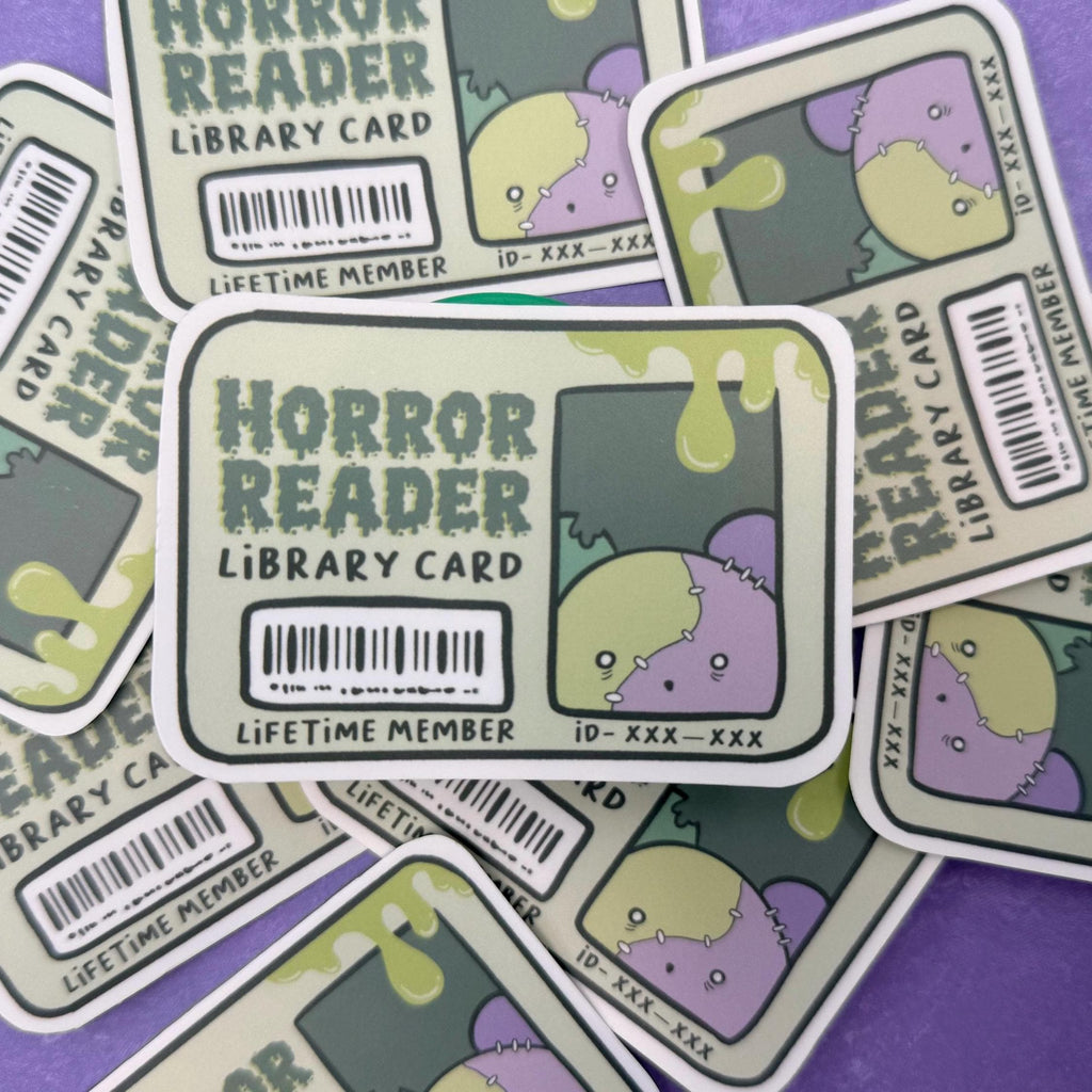 Horror Reader Library Card - matte finish die cut sticker - water resistant