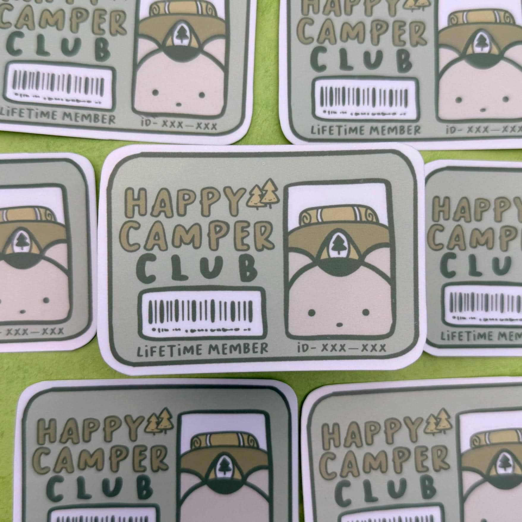 Happy Camper Club - matte finish die cut sticker - water resistant