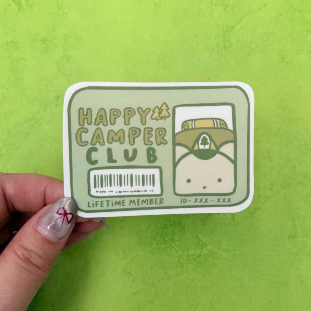 Happy Camper Club - matte finish die cut sticker - water resistant