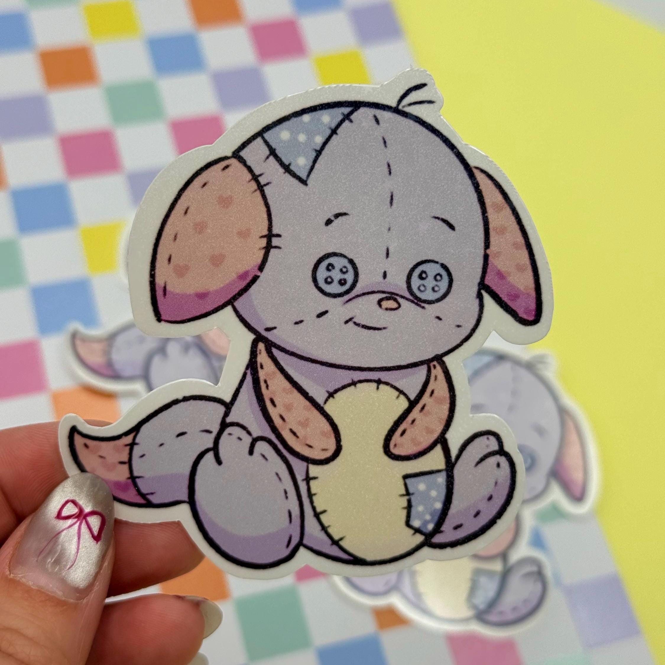 Plushie Fox - holographic finish - cute virtual pet inspired die cut sticker