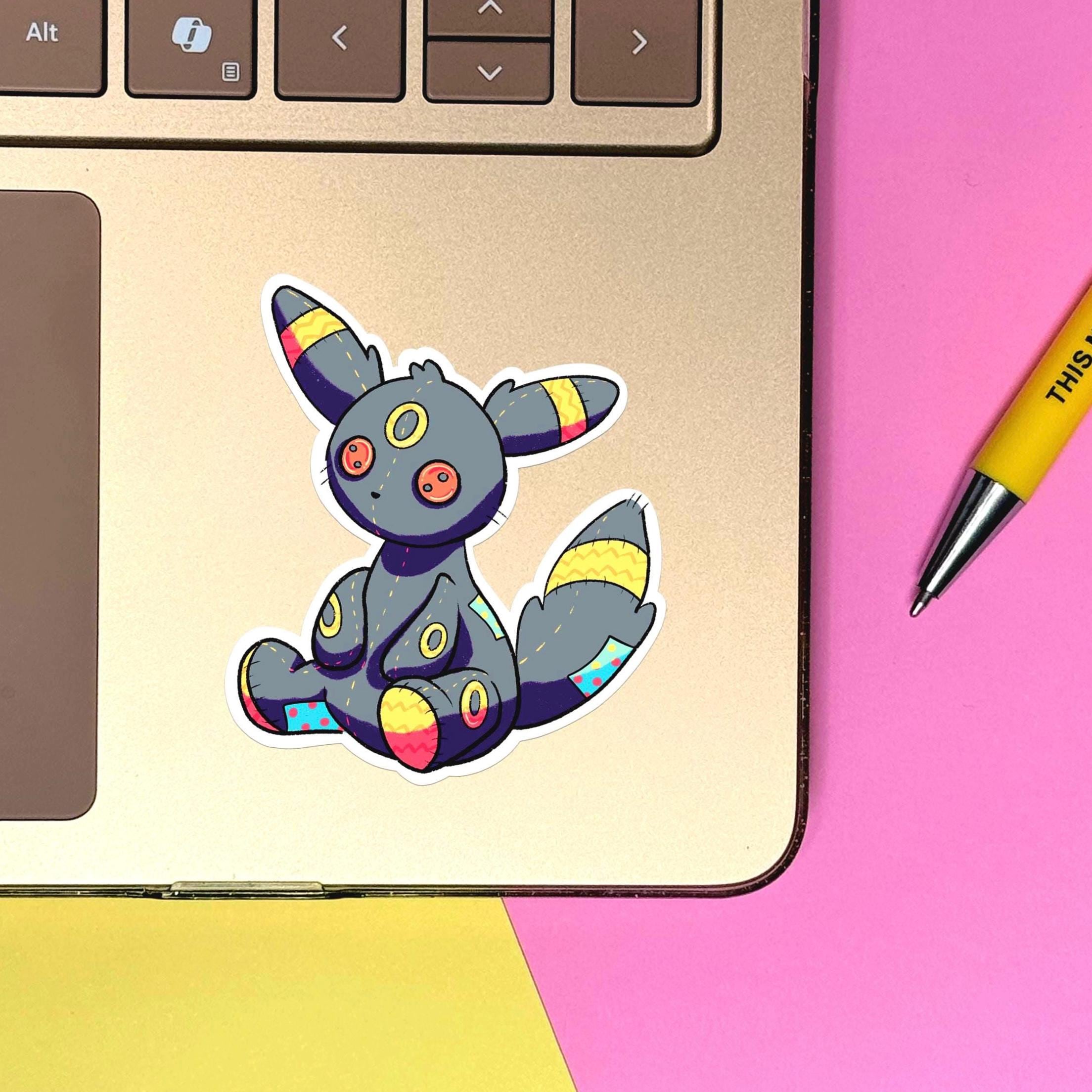 Plushie Dark Dog - holographic finish - cute virtual pet inspired die cut sticker