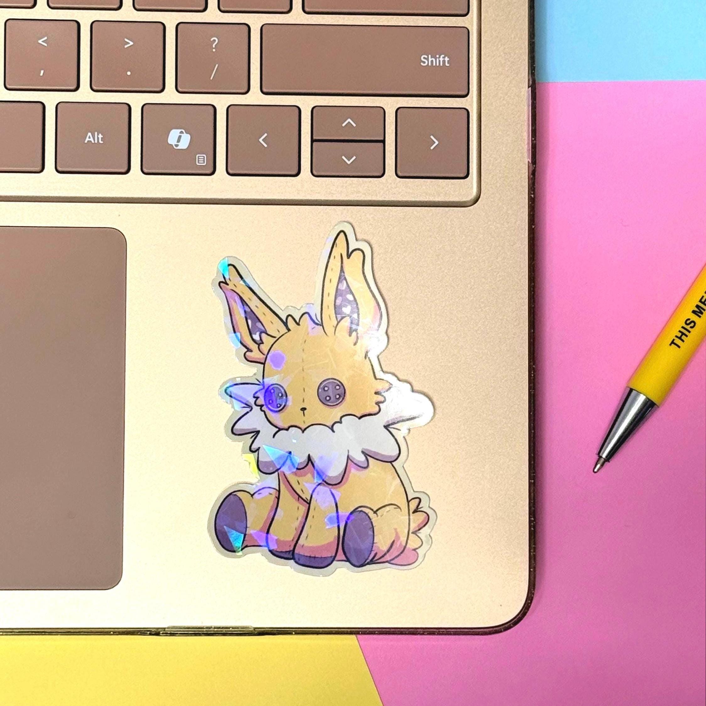 Plushie Electric Dog - holographic finish - cute virtual pet inspired die cut sticker