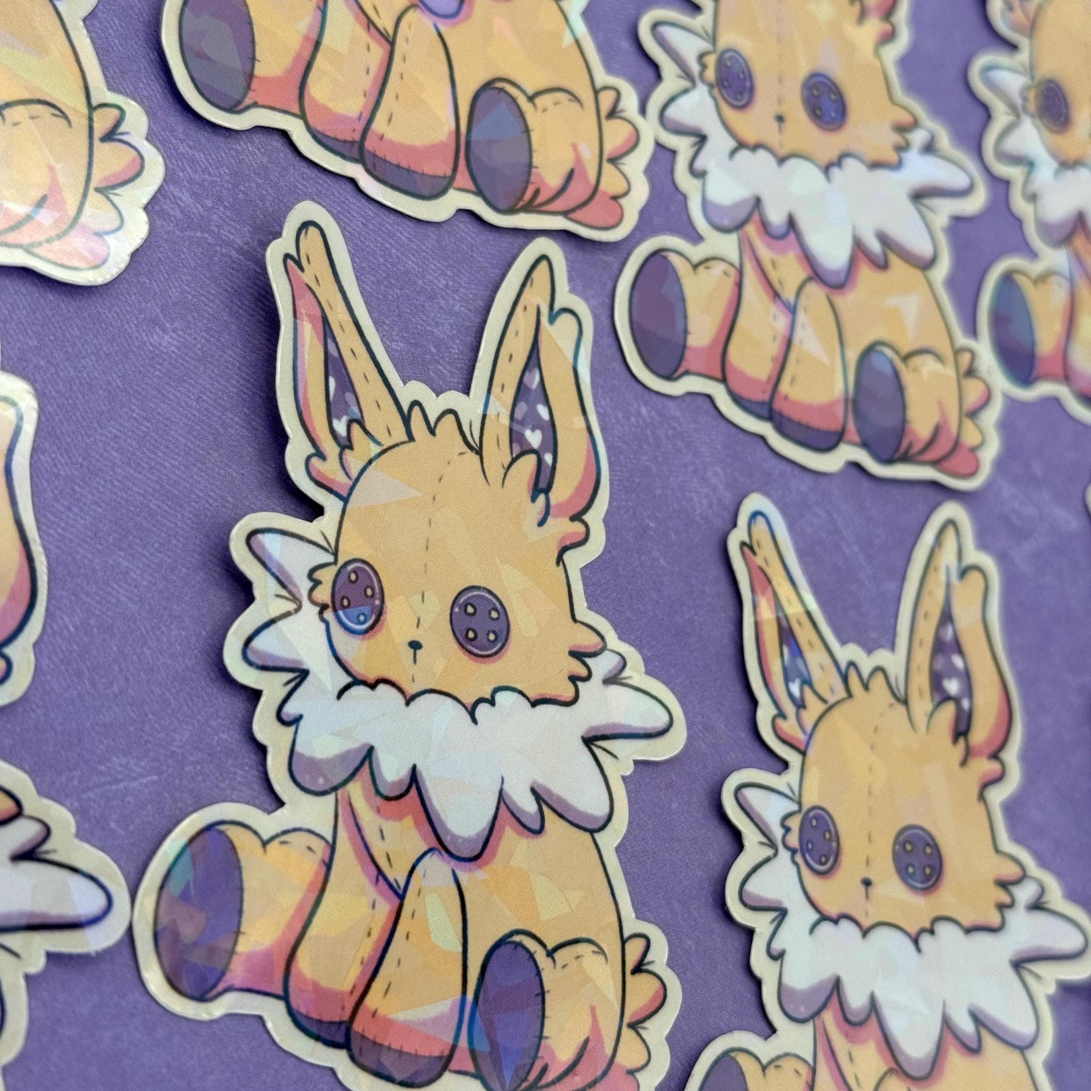 Plushie Electric Dog - holographic finish - cute virtual pet inspired die cut sticker