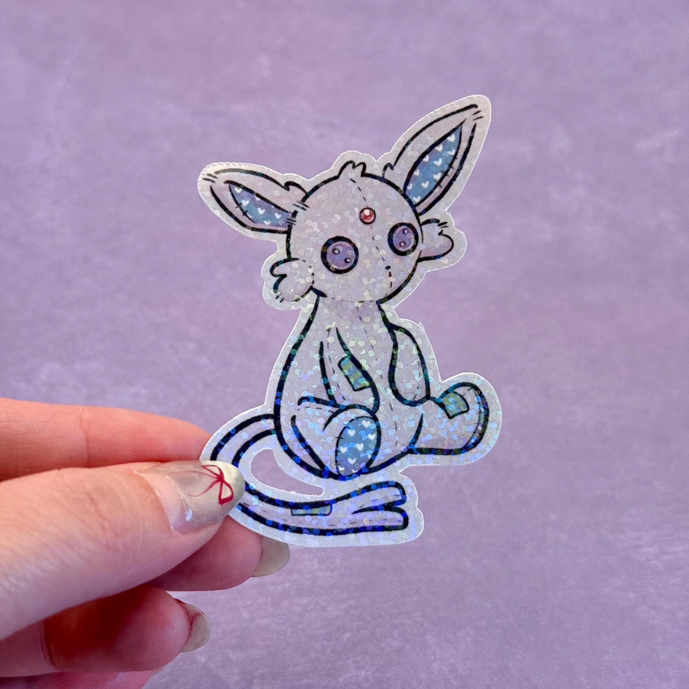 Plushie Psychic Dog - holographic finish - cute virtual pet inspired die cut sticker