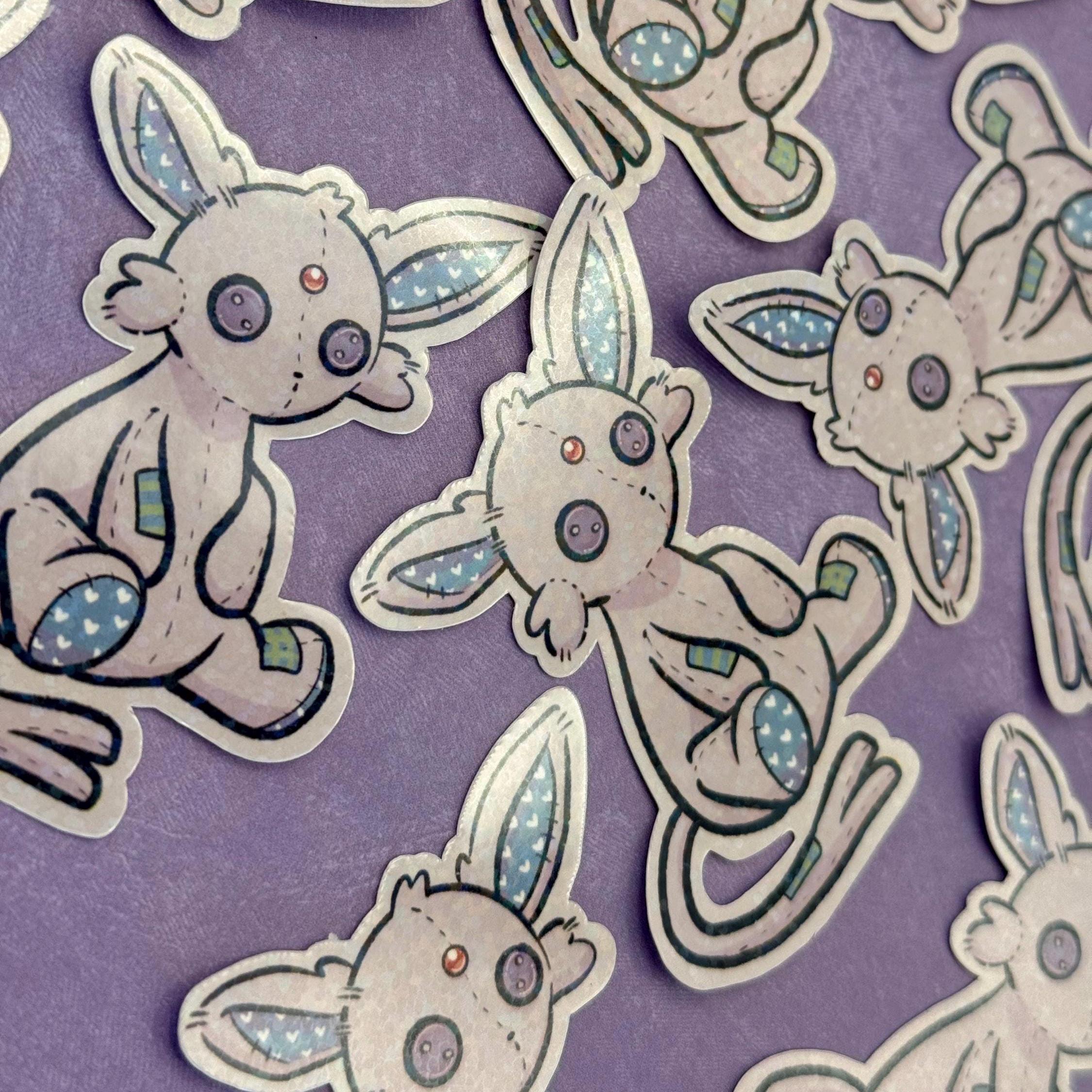 Plushie Psychic Dog - holographic finish - cute virtual pet inspired die cut sticker