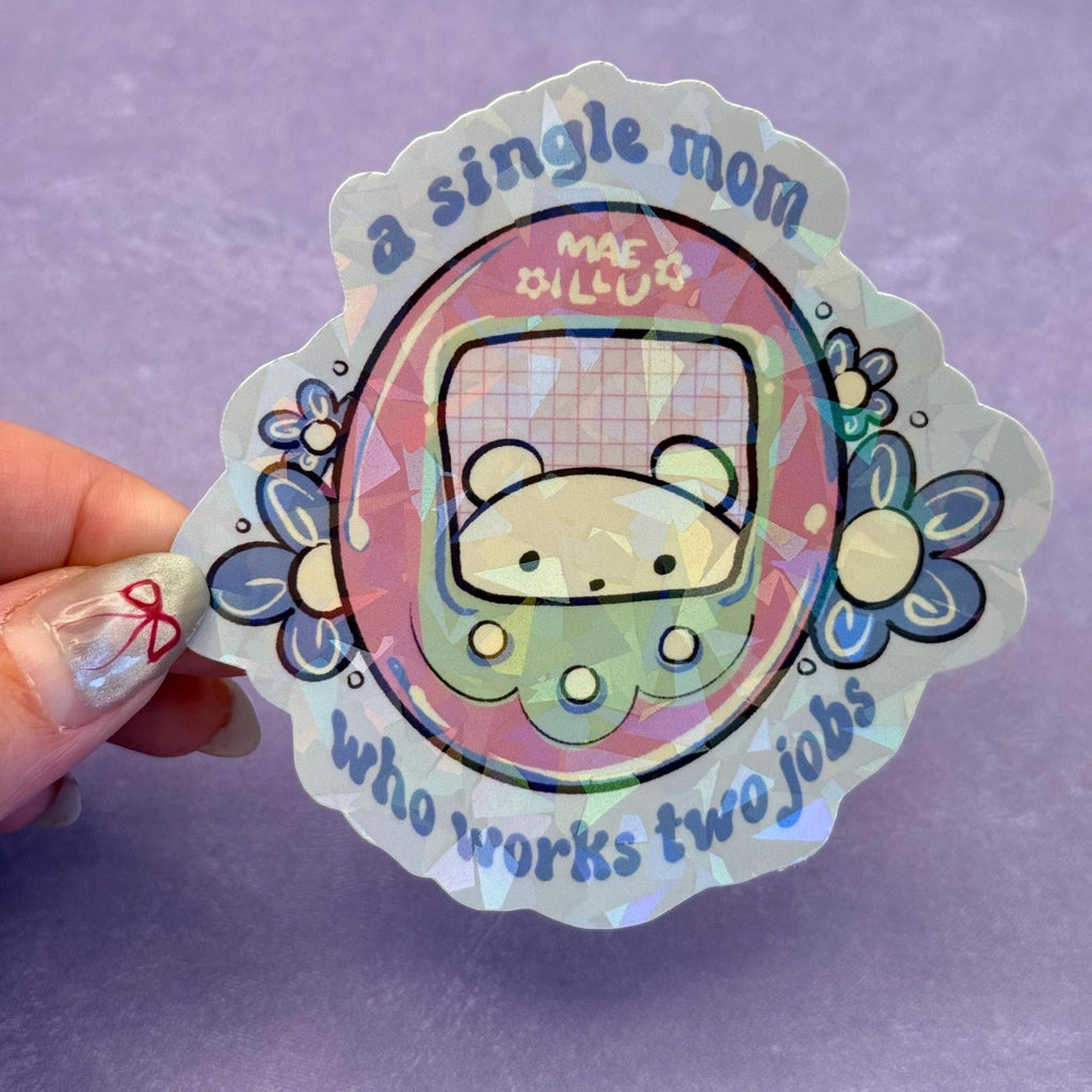 Y2K Virtual Pet Single Mom Holographic Sticker