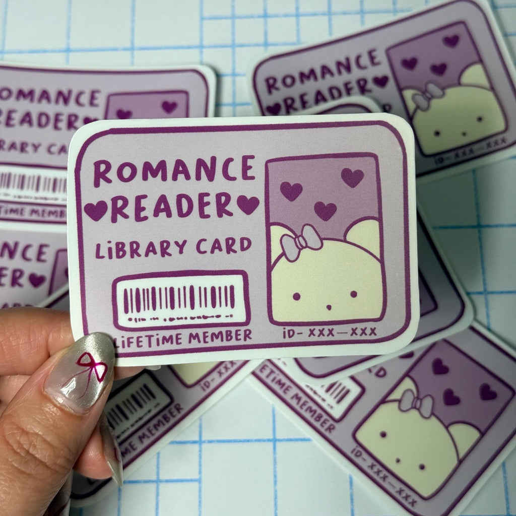 Romance Reader Library Card - matte finish die cut sticker - water resistant