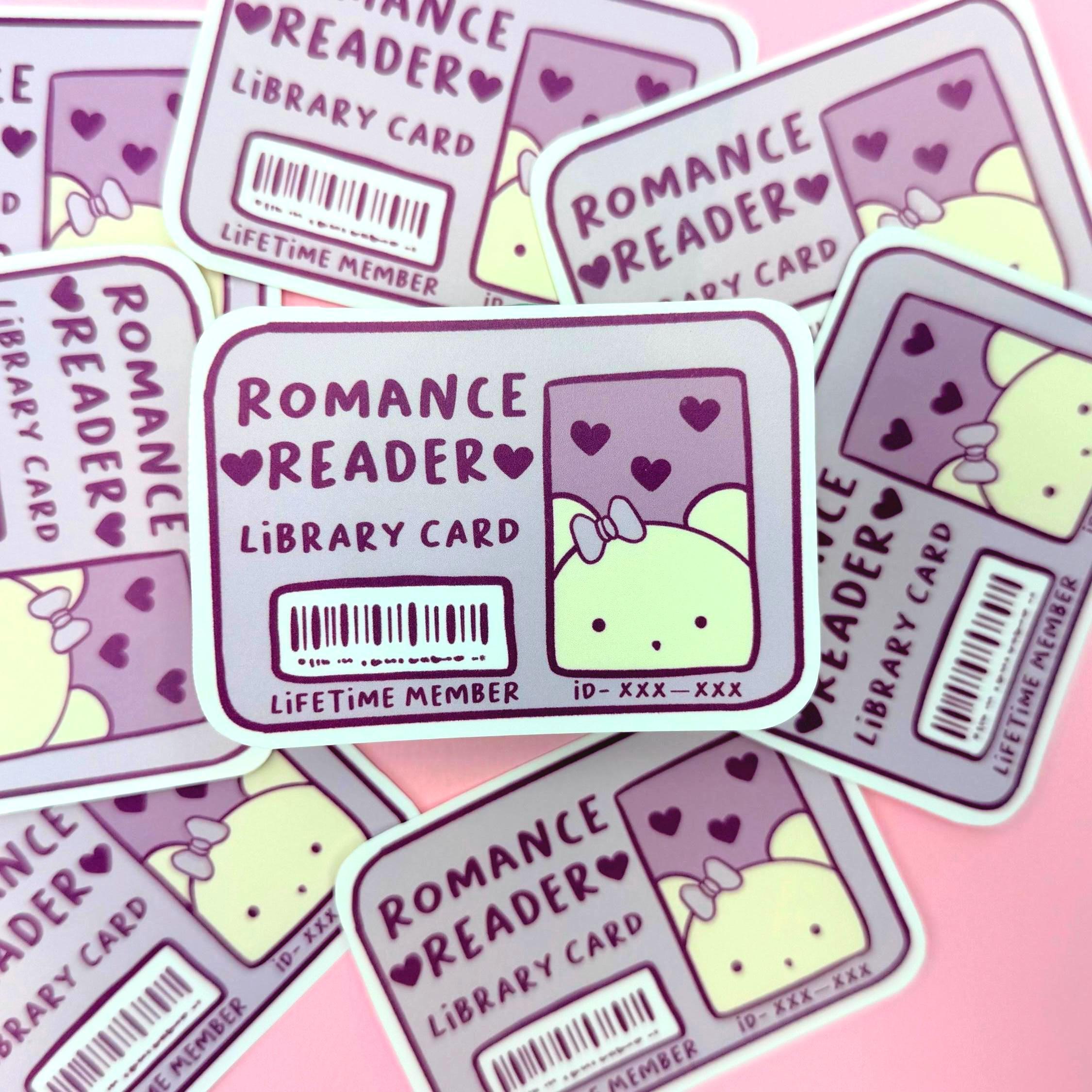 Romance Reader Library Card - matte finish die cut sticker - water resistant