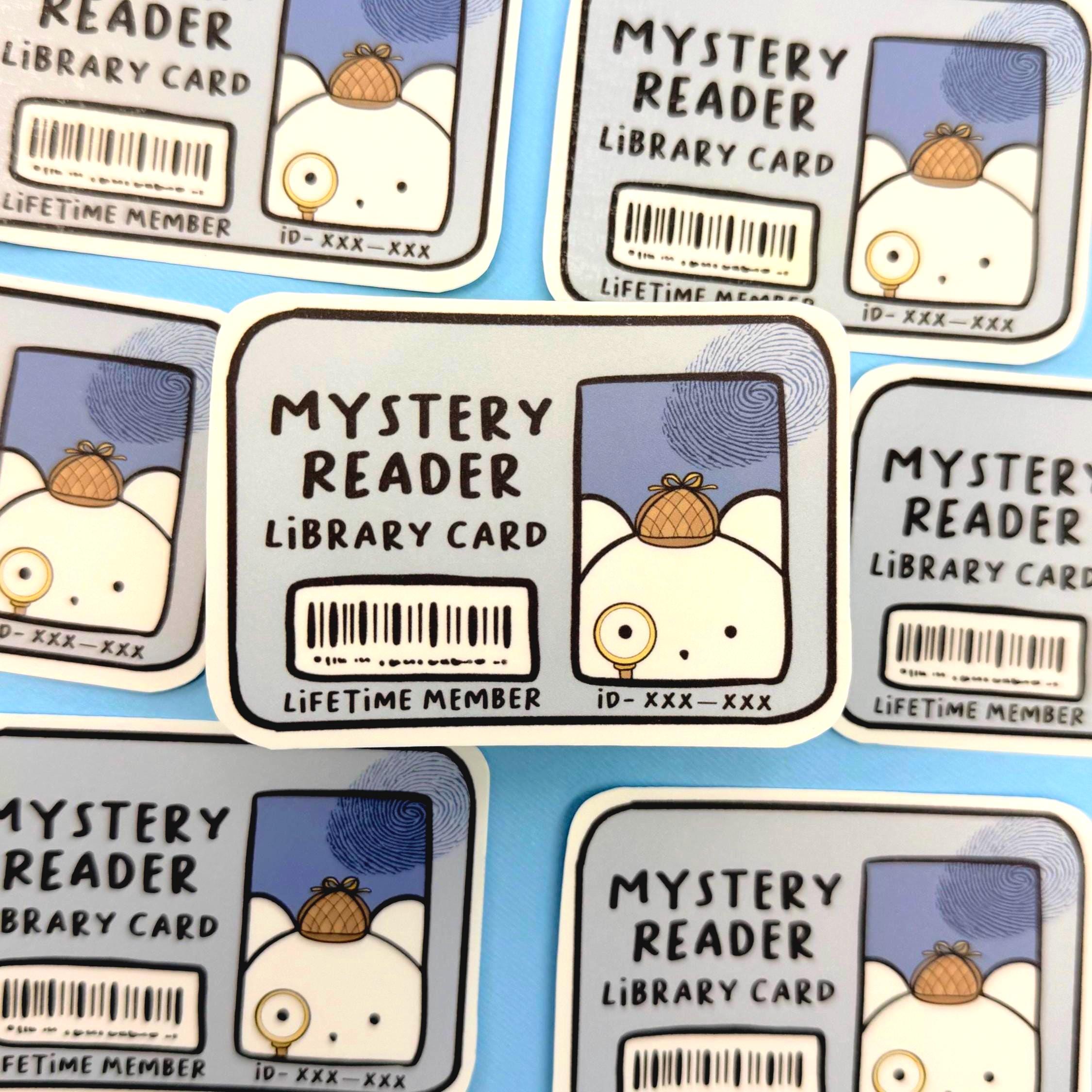 Mystery Reader Library Card - matte finish die cut sticker - water resistant