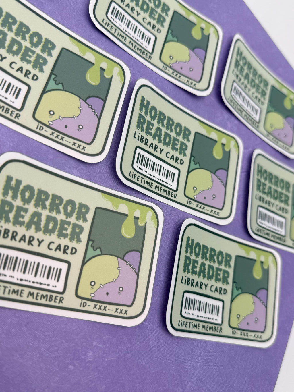 Horror Reader Library Card - matte finish die cut sticker - water resistant