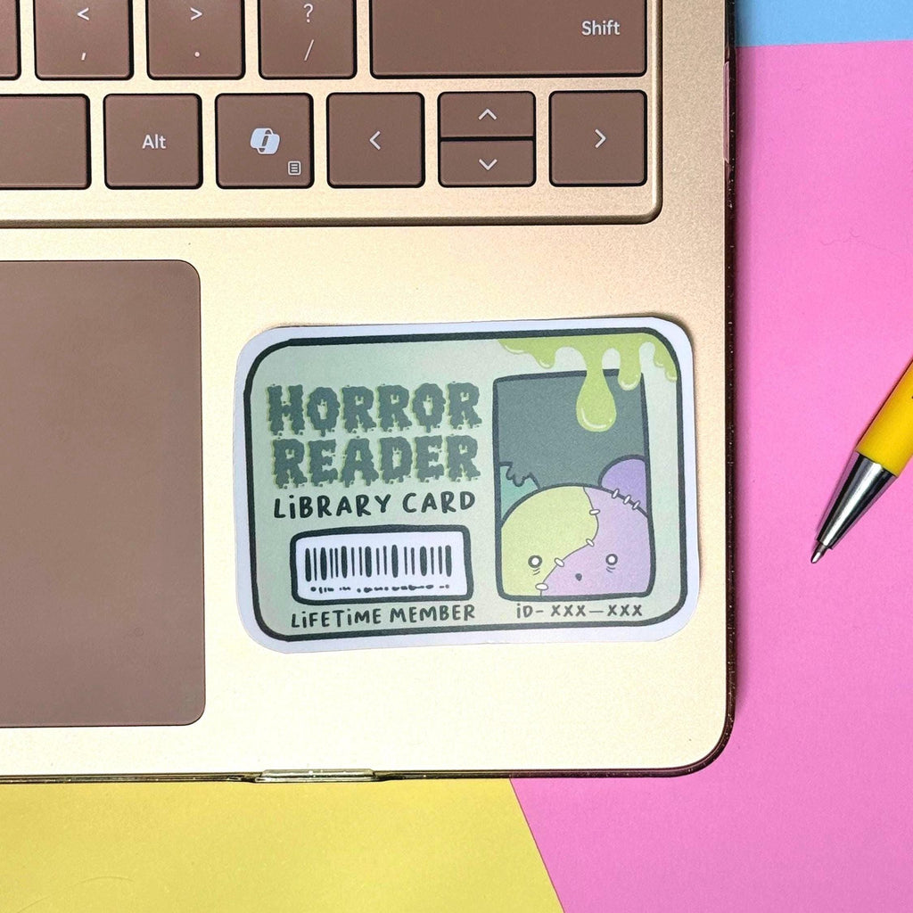 Horror Reader Library Card - matte finish die cut sticker - water resistant