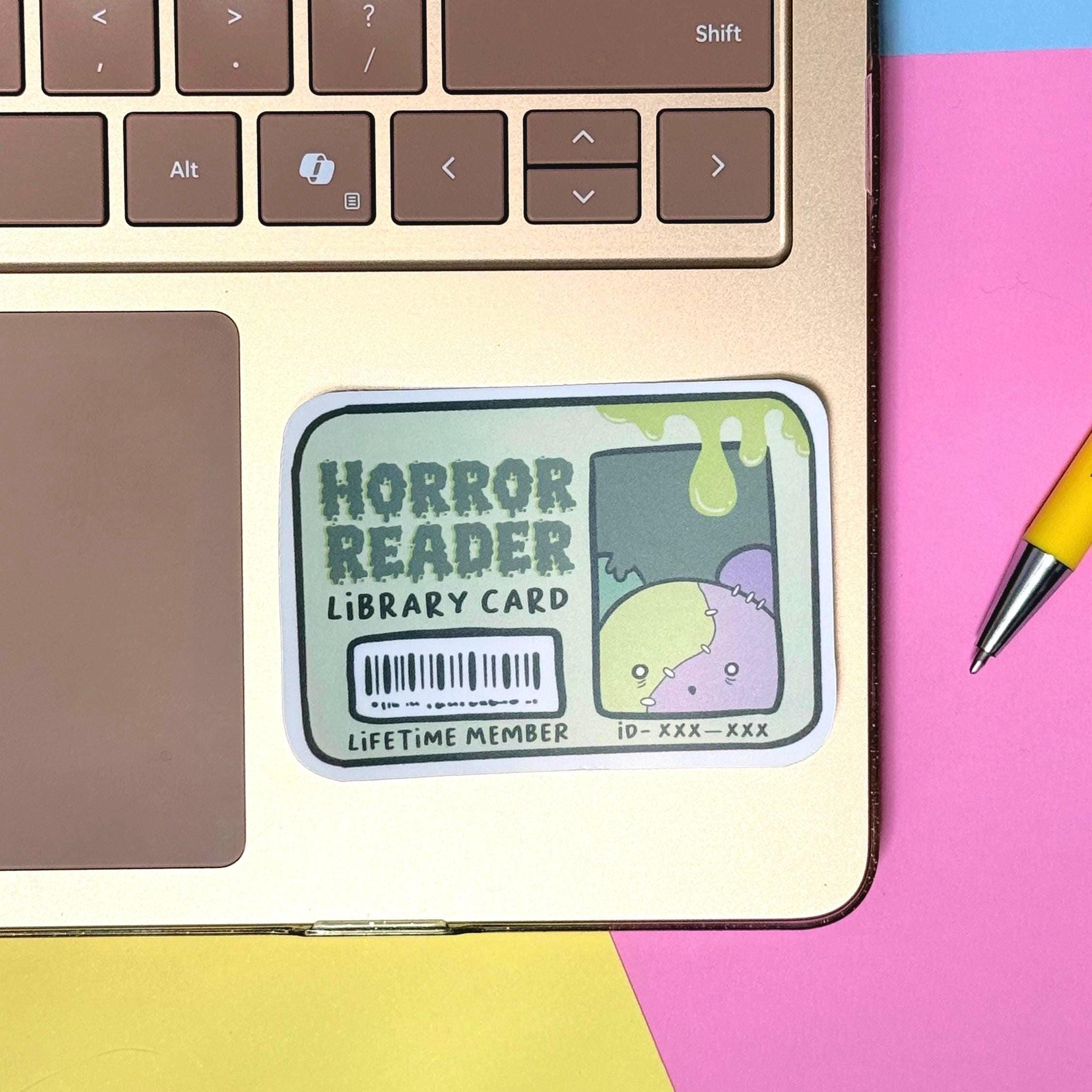 Horror Reader Library Card - matte finish die cut sticker - water resistant