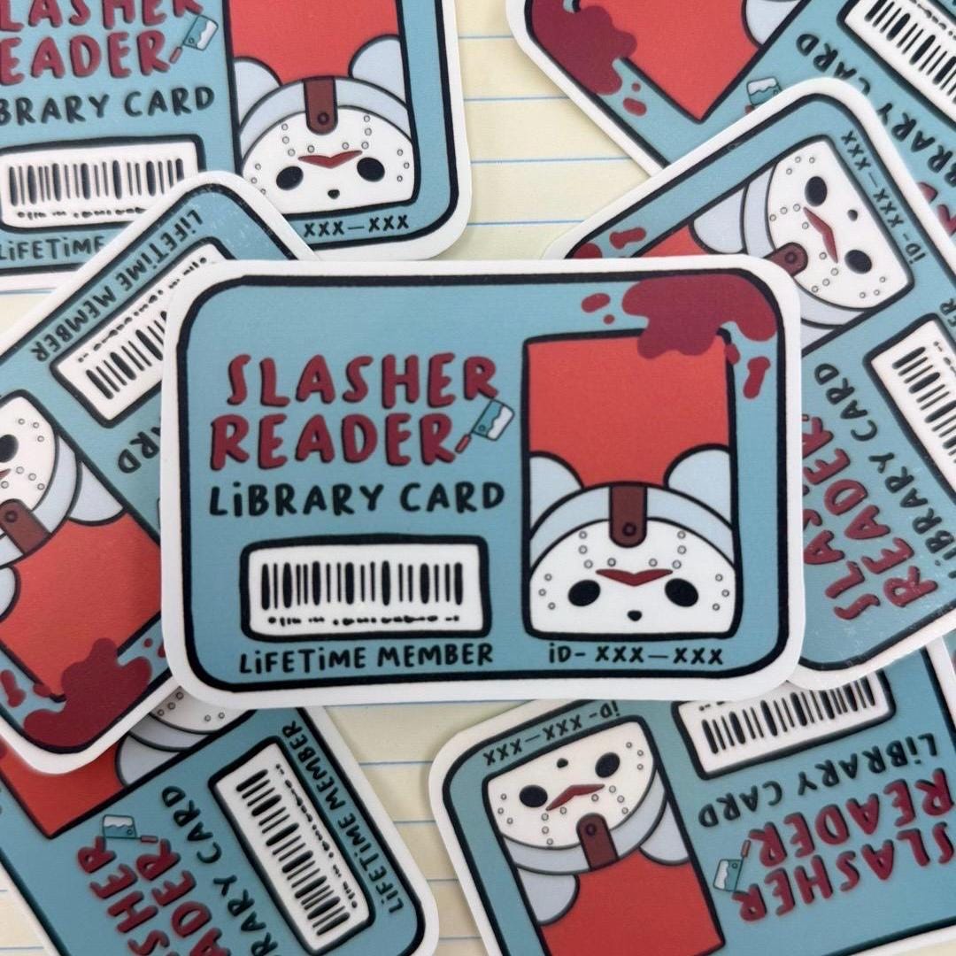 Slasher Reader Library Card - matte finish die cut sticker - water resistant
