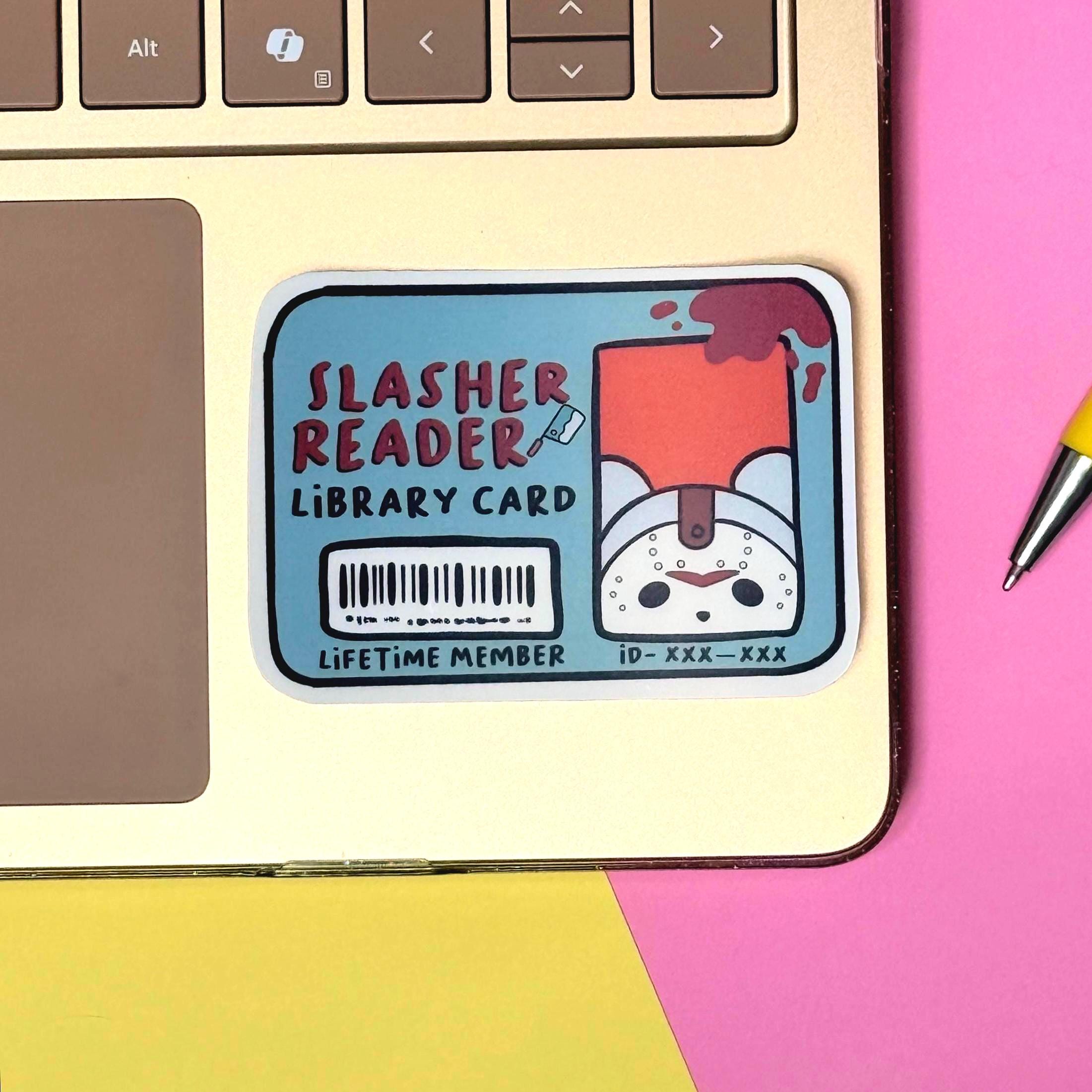 Slasher Reader Library Card - matte finish die cut sticker - water resistant