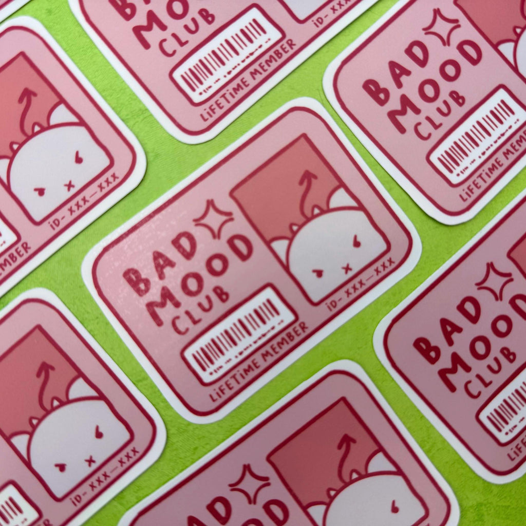 Bad Mood Club - matte finish die cut sticker - water resistant