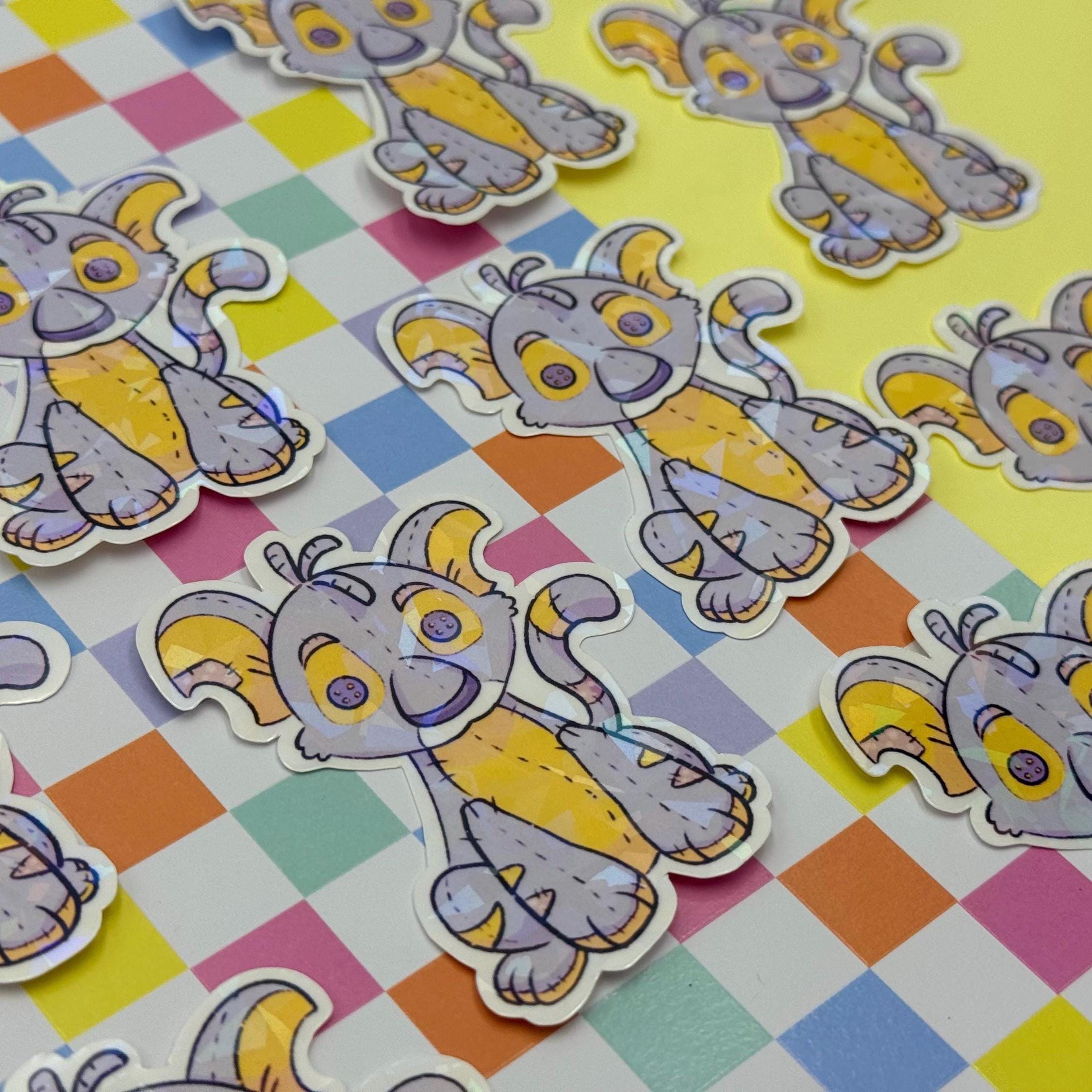 Plushie Tiger - holographic finish - cute virtual pet inspired die cut sticker