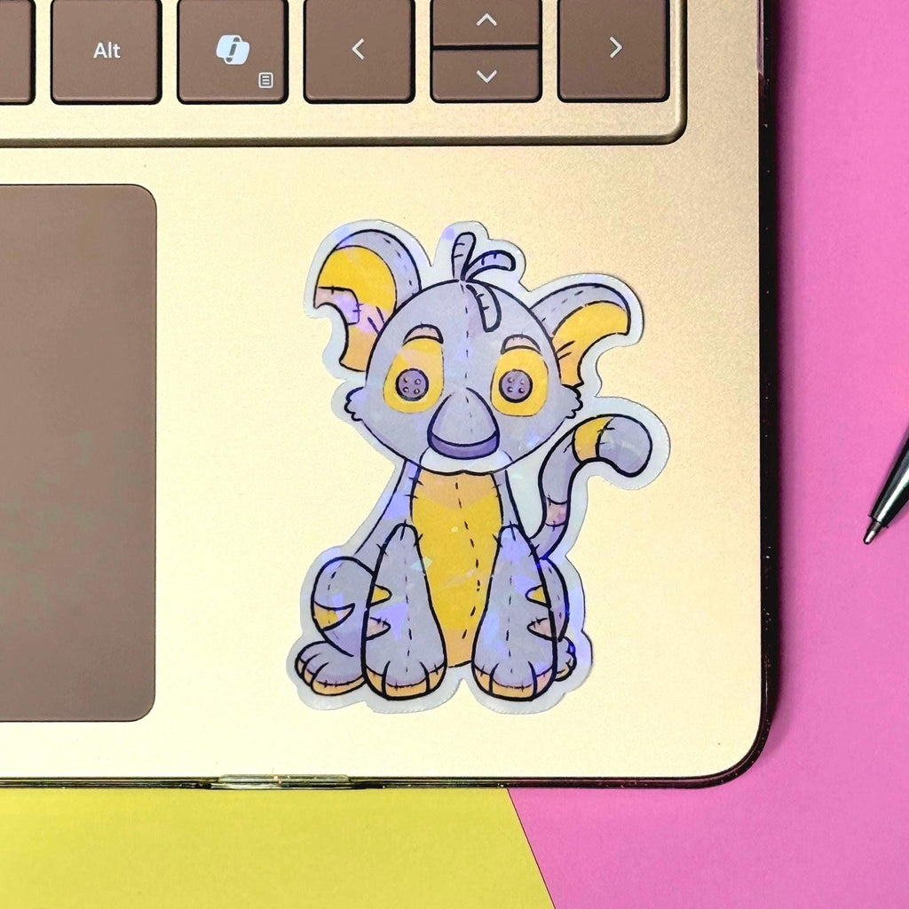 Plushie Tiger - holographic finish - cute virtual pet inspired die cut sticker