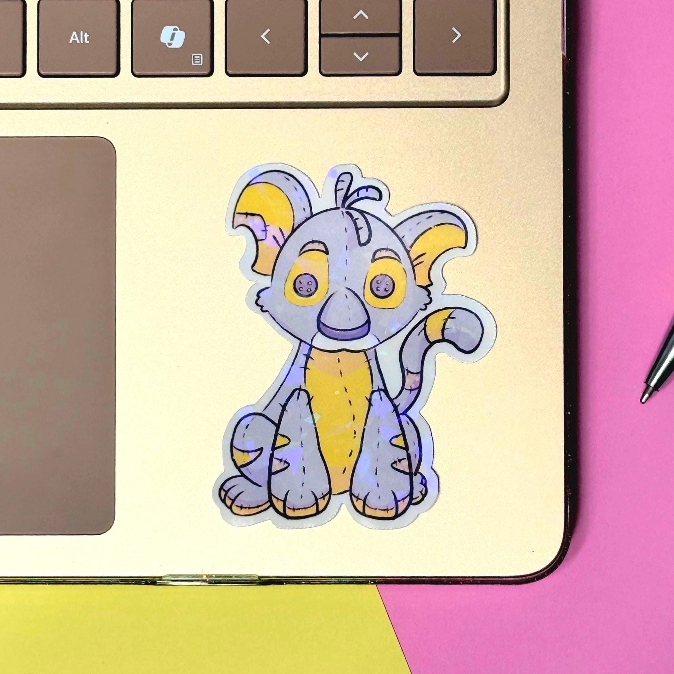 Plushie Tiger - holographic finish - cute virtual pet inspired die cut sticker