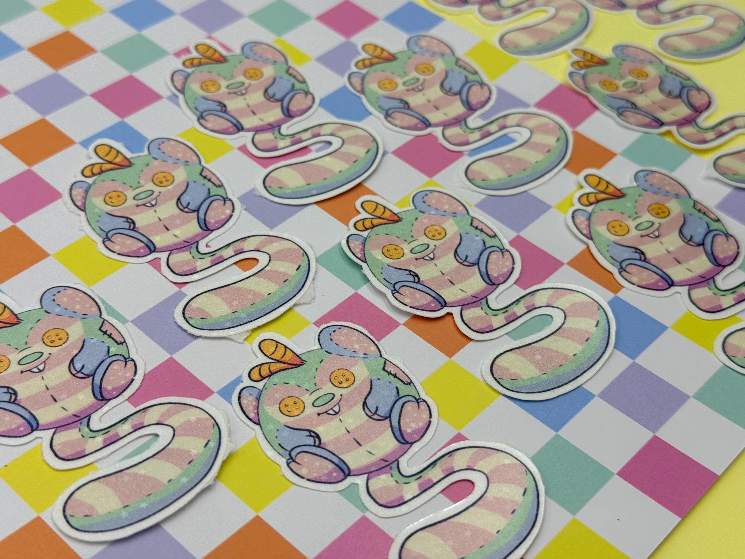 Plushie Mouse - holographic finish - cute virtual pet inspired die cut sticker