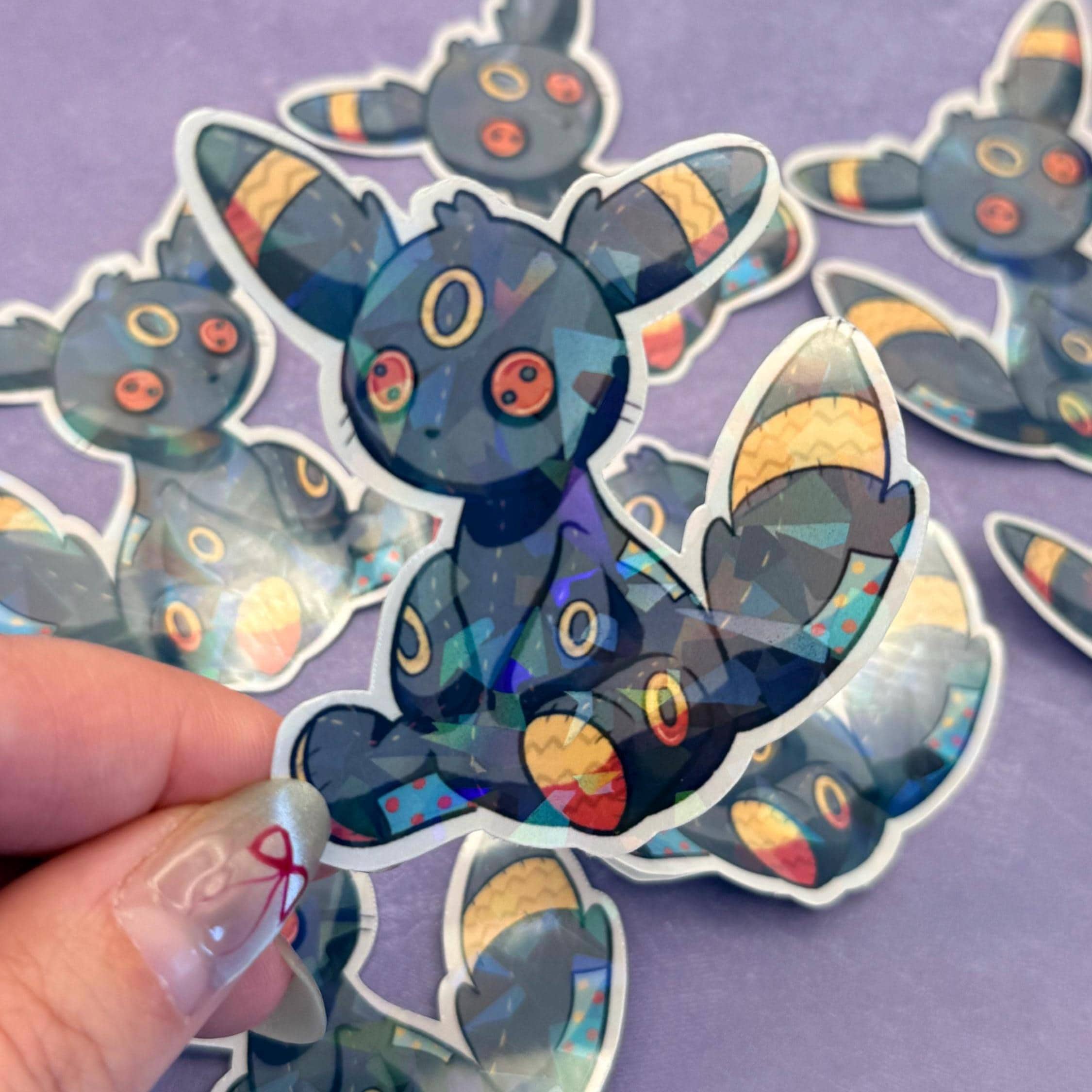 Plushie Dark Dog - holographic finish - cute virtual pet inspired die cut sticker
