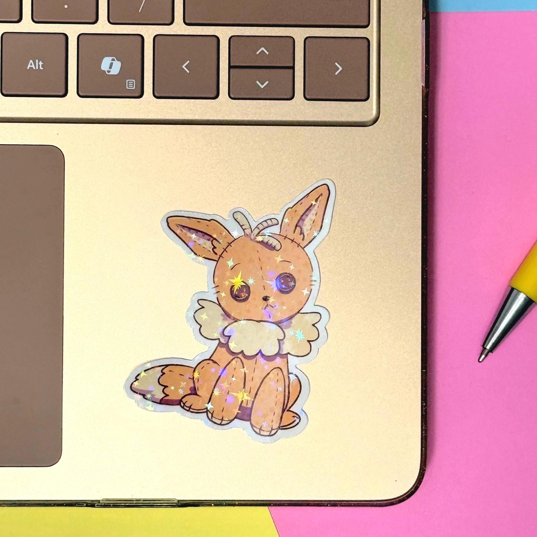Plushie Dog - holographic finish - cute virtual pet inspired die cut sticker