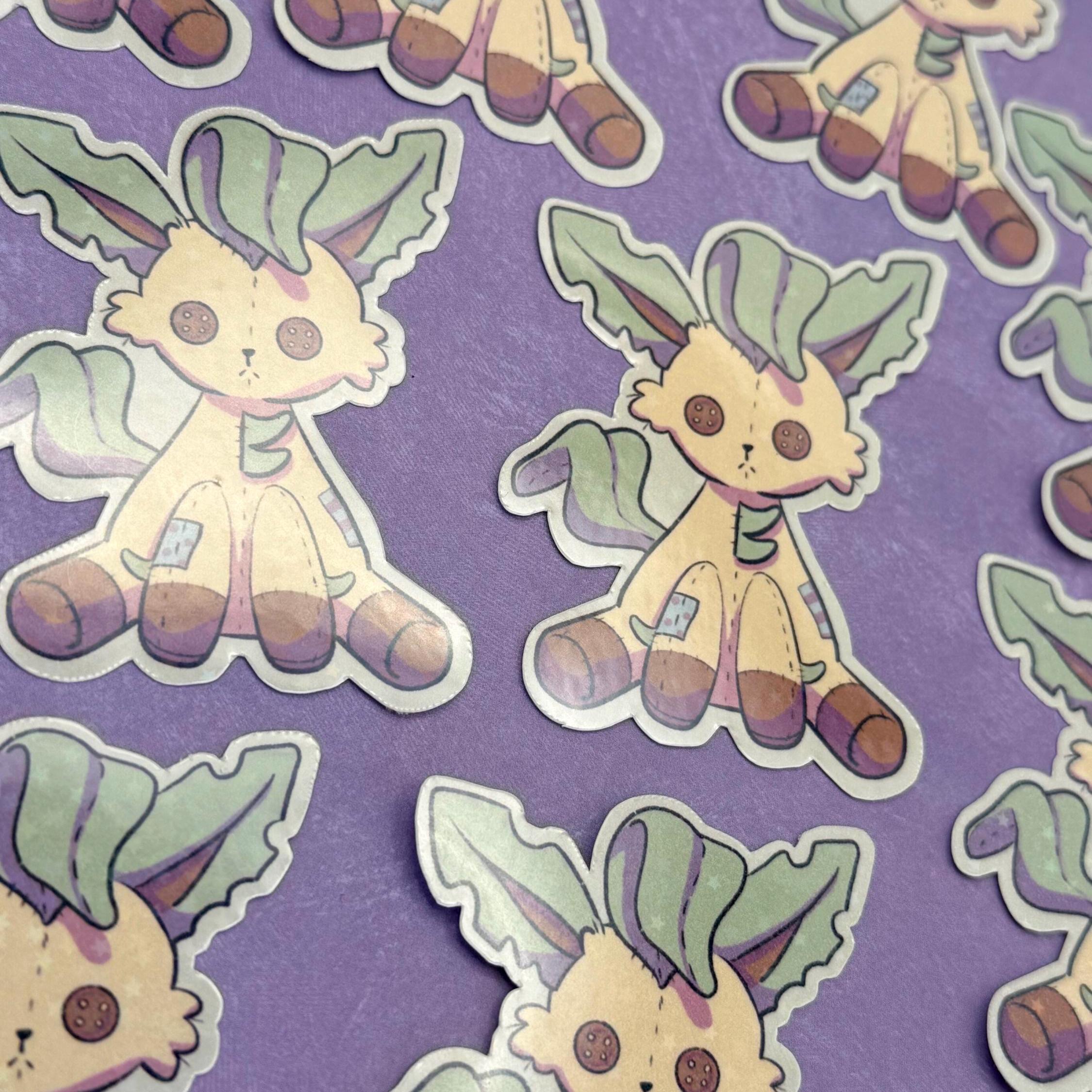 Plushie Grass Dog - holographic finish - cute virtual pet inspired die cut sticker