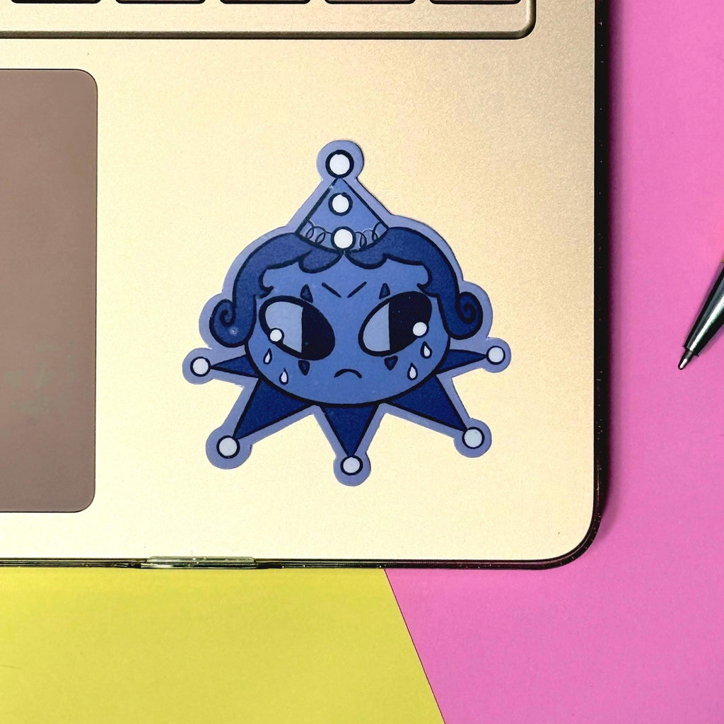 Sad Clown Girl - matte finish die cut sticker
