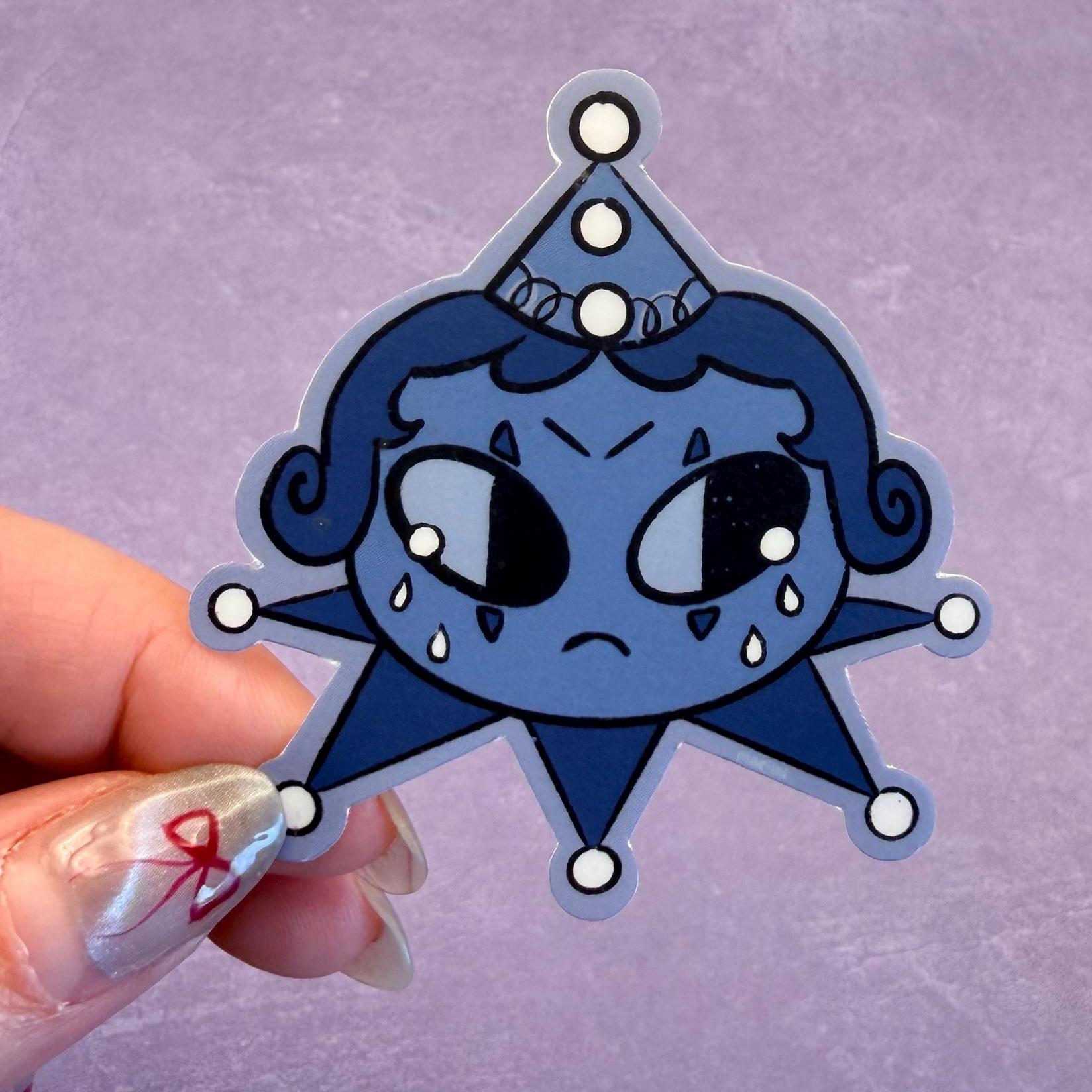 Sad Clown Girl - matte finish die cut sticker