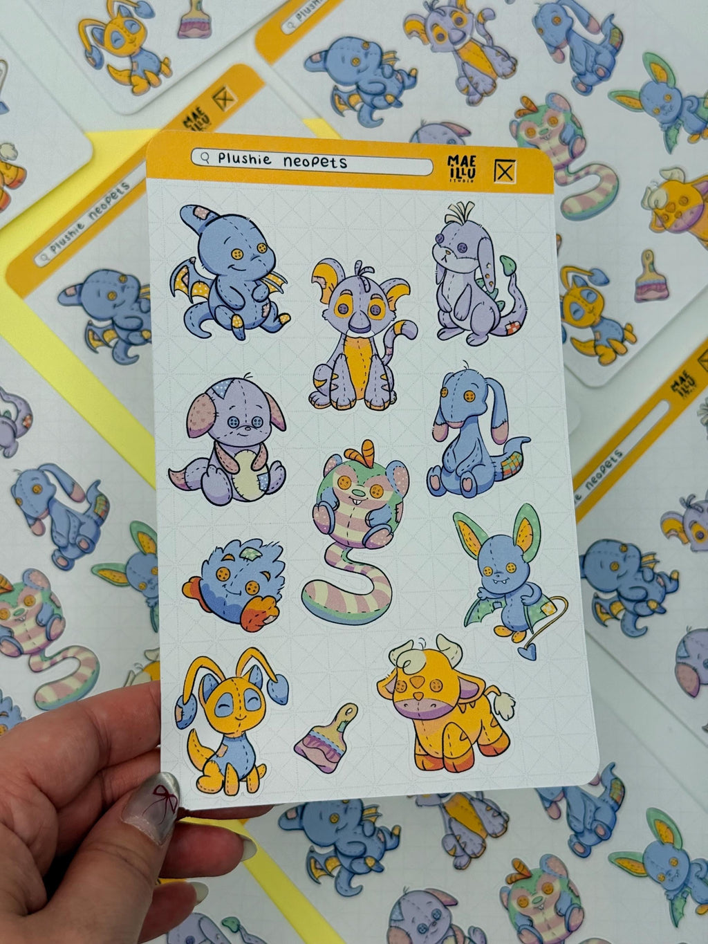 Plushie Virtual Pets Sticker Sheet - matte finish