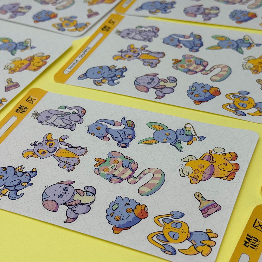 Plushie Virtual Pets Sticker Sheet - matte finish